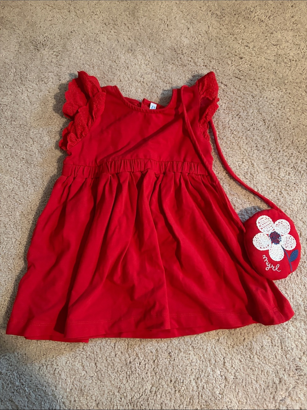 Mayoral Red Girls Dress with Flower Crossbody